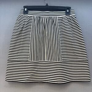 Madewell Women's Skirt Women's 2 Black White Striped Ponte Swivel Mini Preppy